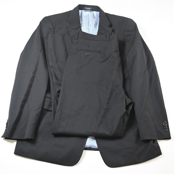 Tommy Hilfiger 42R 36x30 Black 100% Wool Mens Jacket Pants Suit